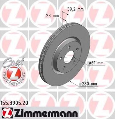 155.3905.20 ZIMMERMANN Brake System Brake Disc