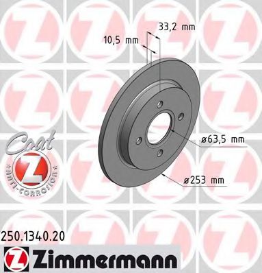 250.1340.20 ZIMMERMANN Brake System Brake Disc