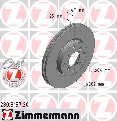 280.3157.20 ZIMMERMANN Brake System Brake Disc