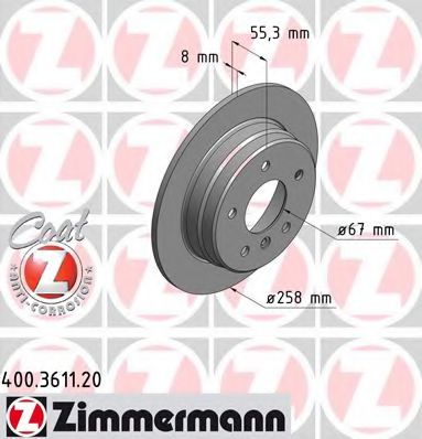 400.3611.20 ZIMMERMANN Brake System Brake Disc