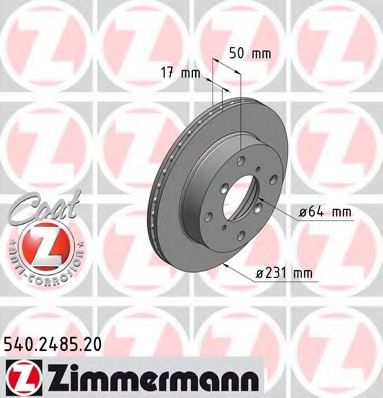 540.2485.20 ZIMMERMANN Brake System Brake Disc