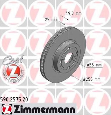 590.2575.20 ZIMMERMANN Brake System Brake Disc