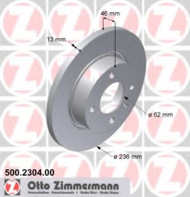 500.2304.00 ZIMMERMANN Тормозная система Тормозной диск