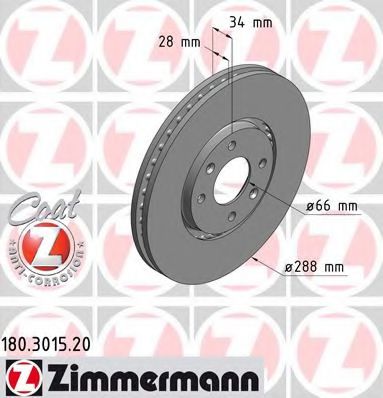180.3015.20 ZIMMERMANN Brake System Brake Disc