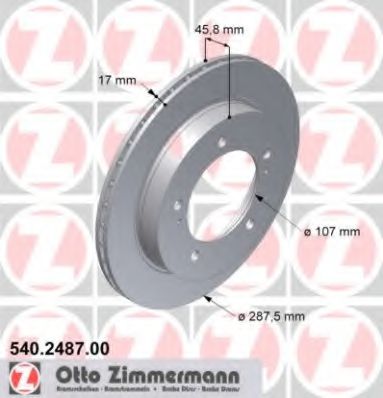 540.2487.00 ZIMMERMANN Brake System Brake Disc