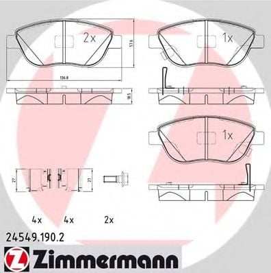 24549.190.2 ZIMMERMANN Brake System Brake Pad Set, disc brake