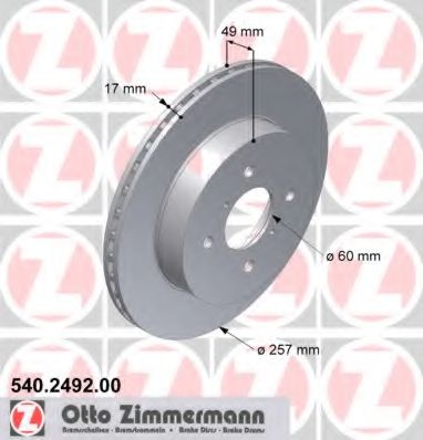 540.2492.00 ZIMMERMANN Brake System Brake Disc