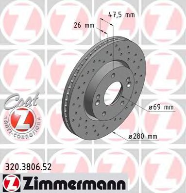 320.3806.52 ZIMMERMANN Brake System Brake Disc
