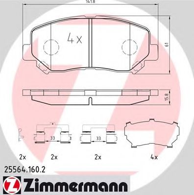 25564.160.2 ZIMMERMANN Brake Pad Set, disc brake