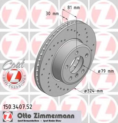 150.3407.52 ZIMMERMANN Brake System Brake Disc
