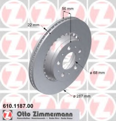 610.1187.00 ZIMMERMANN Brake System Brake Disc