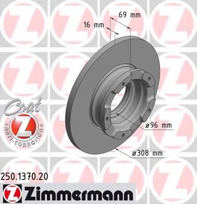 250.1370.20 ZIMMERMANN Brake System Brake Disc