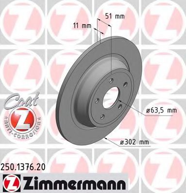 250.1376.20 ZIMMERMANN Brake System Brake Disc