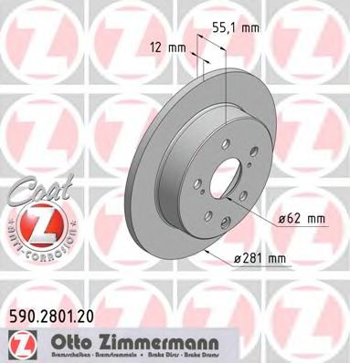 590.2801.20 ZIMMERMANN Тормозная система Тормозной диск