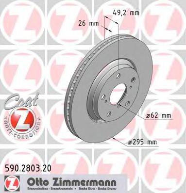 590.2803.20 ZIMMERMANN Brake System Brake Disc
