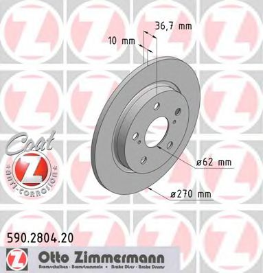 590.2804.20 ZIMMERMANN Brake System Brake Disc