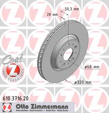 610.3716.20 ZIMMERMANN Brake System Brake Disc