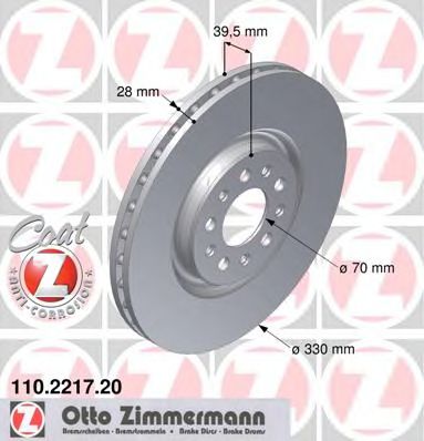 110.2217.20 ZIMMERMANN Brake System Brake Disc