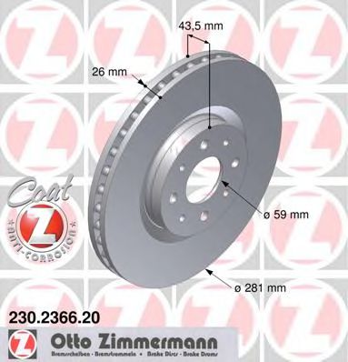 230.2366.20 ZIMMERMANN Brake System Brake Disc