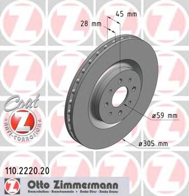 110.2220.20 ZIMMERMANN Brake System Brake Disc
