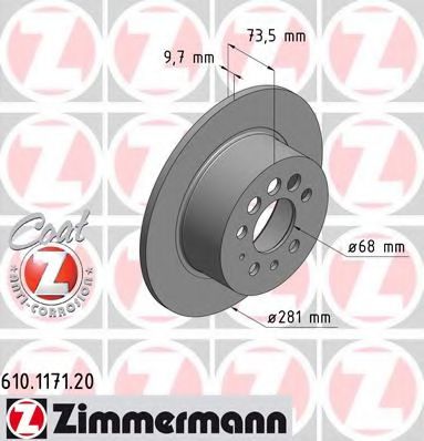 610.1171.20 ZIMMERMANN Brake System Brake Disc