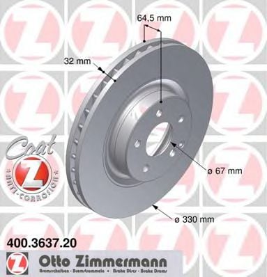 400.3637.20 ZIMMERMANN Brake System Brake Disc