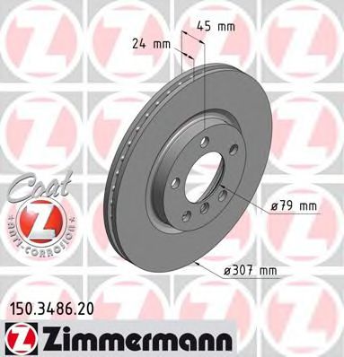 150.3486.20 ZIMMERMANN Brake System Brake Disc