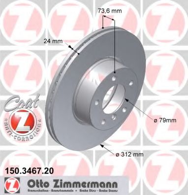 150.3467.20 ZIMMERMANN Brake System Brake Disc
