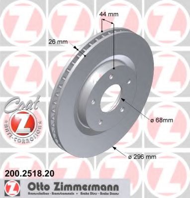 200.2518.20 ZIMMERMANN Brake System Brake Disc