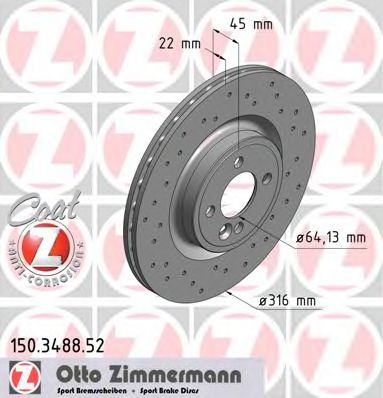150.3488.52 ZIMMERMANN Brake System Brake Disc