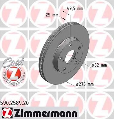 590.2589.20 ZIMMERMANN Brake System Brake Disc