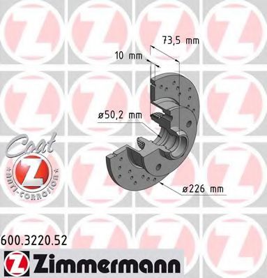 600.3220.52 ZIMMERMANN Brake System Brake Disc