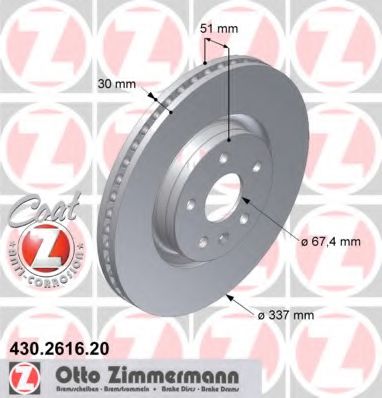 430.2616.20 ZIMMERMANN Тормозная система Тормозной диск