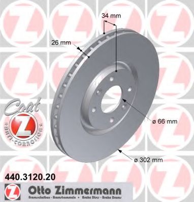 440.3120.20 ZIMMERMANN Brake System Brake Disc