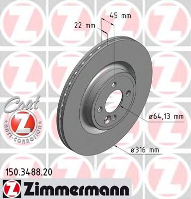 150.3488.20 ZIMMERMANN Brake System Brake Disc