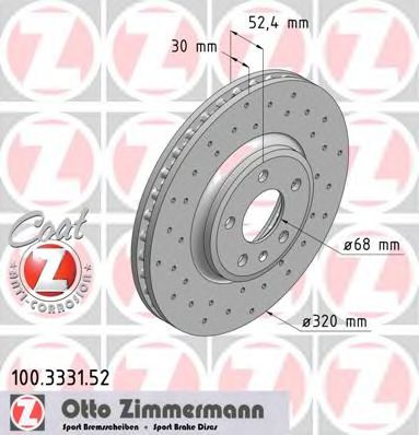 100.3331.52 ZIMMERMANN Brake System Brake Disc