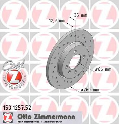 150.1257.52 ZIMMERMANN Brake System Brake Disc