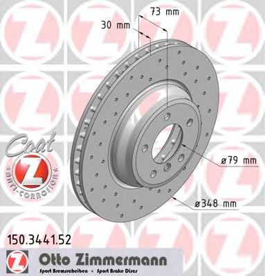 150.3441.52 ZIMMERMANN Brake System Brake Disc