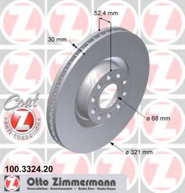 100.3324.20 ZIMMERMANN Brake System Brake Disc