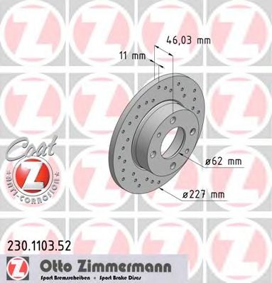 230.1103.52 ZIMMERMANN Brake System Brake Disc