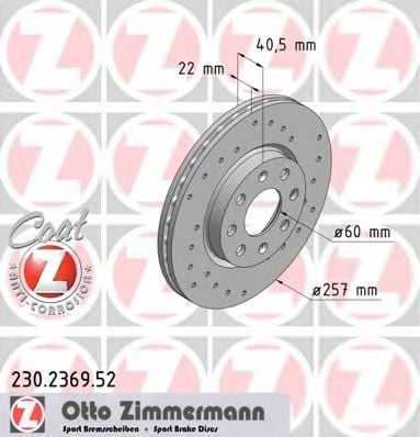 230.2369.52 ZIMMERMANN Brake System Brake Disc
