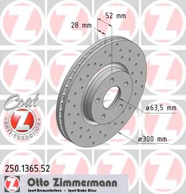 250.1365.52 ZIMMERMANN Brake System Brake Disc