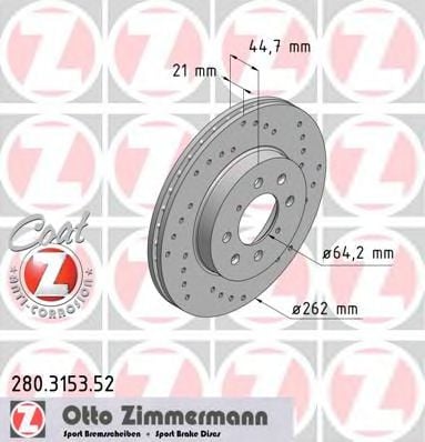 280.3153.52 ZIMMERMANN Brake System Brake Disc