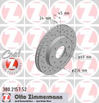 380.2157.52 ZIMMERMANN Brake System Brake Disc