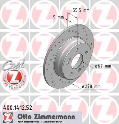 400.1412.52 ZIMMERMANN Brake System Brake Disc