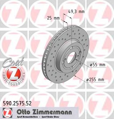 590.2575.52 ZIMMERMANN Brake System Brake Disc
