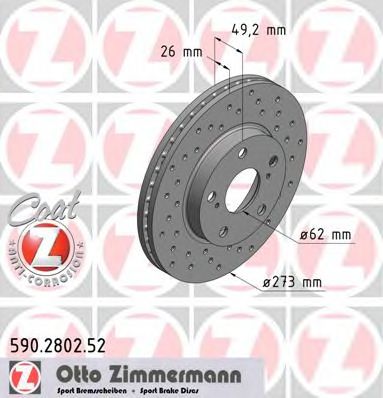 590.2802.52 ZIMMERMANN Brake System Brake Disc