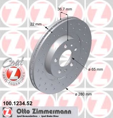 100.1234.52 ZIMMERMANN Brake System Brake Disc