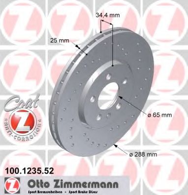 100.1235.52 ZIMMERMANN Brake System Brake Disc