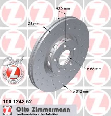 100.1242.52 ZIMMERMANN Brake System Brake Disc